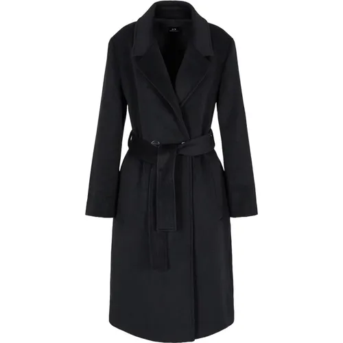 Wool Blend Coat with Belt , female, Sizes: L, S, XS - Armani Exchange - Modalova