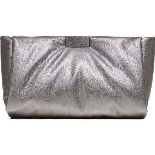 Shimmering Silver Leather Clutch Bag , female, Sizes: ONE SIZE - BRUNELLO CUCINELLI - Modalova