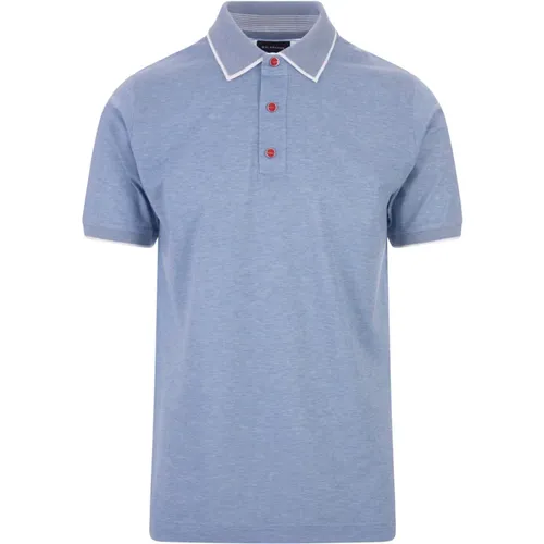 Blaues Poloshirt mit rotem Knopf - Kiton - Modalova