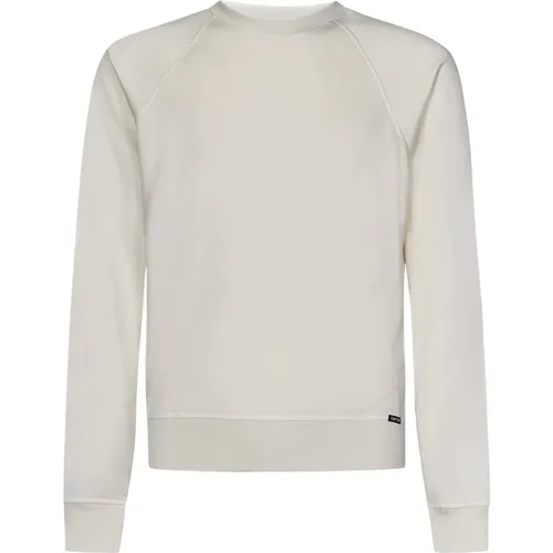 Ivory Crewneck Sweater with Logo Label , male, Sizes: XL - Tom Ford - Modalova