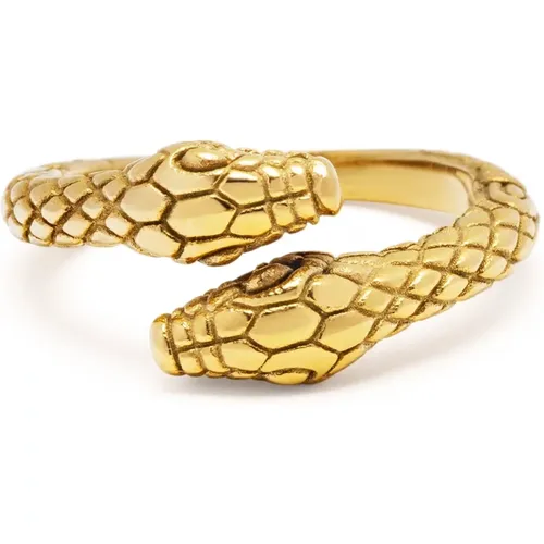 Vintage Snake Ring Edelstahl Vergoldet , Herren, Größe: 58 MM - Nialaya - Modalova