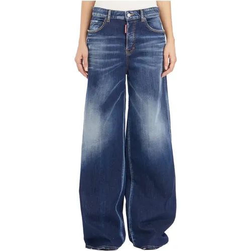 Wide Leg Denim Traveller Jeans , Damen, Größe: 3XS - Dsquared2 - Modalova