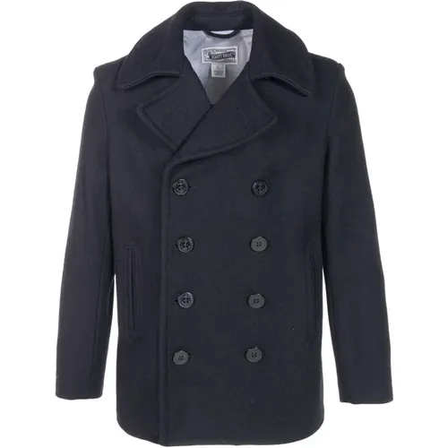 Classic Navy Peacoat with Double Breasted Buttons , male, Sizes: M, 2XL, L, S - Schott NYC - Modalova