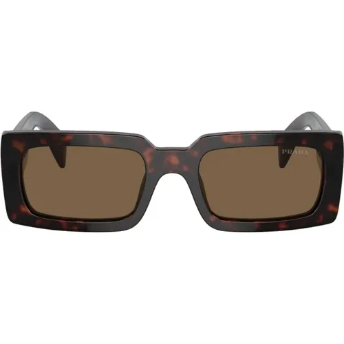 Square Acetate Sunglasses in Dark Tortoise , unisex, Sizes: 52 MM - Prada - Modalova