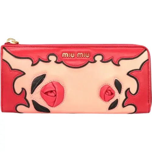 Pre-owned Leather wallets , female, Sizes: ONE SIZE - Miu Miu Pre-owned - Modalova