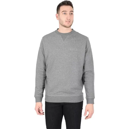 Grey Cotton-Polyester Sweatshirt , male, Sizes: XL, 2XL, M, L, S - Hugo Boss - Modalova