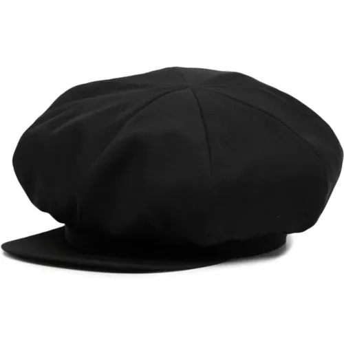 Schwarze Wollmütze mit Gebogenem Schirm - Yohji Yamamoto - Modalova