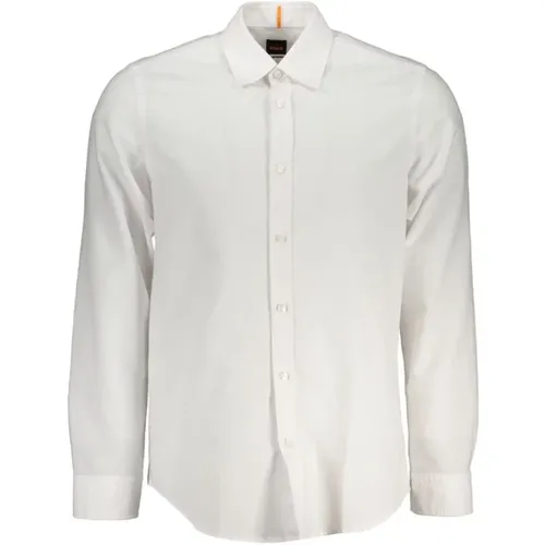 Klassisches Weißes Baumwollhemd mit Knopf , Herren, Größe: XL - Hugo Boss - Modalova