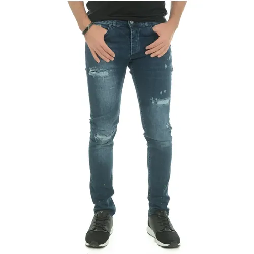 Blaue Slim Fit Denim Jeans , Herren, Größe: W36 - Goldenim paris - Modalova