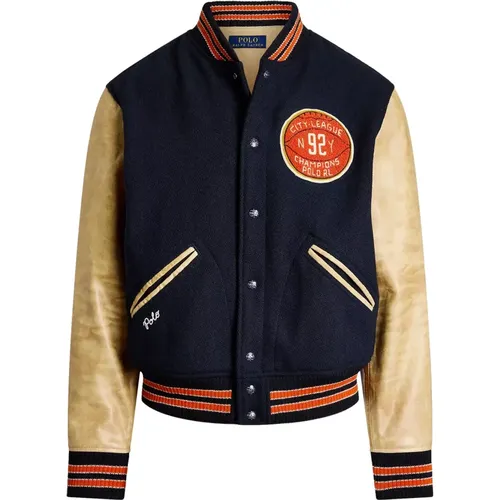 Vintage Varsity Inspired Leather Wool Jacket , male, Sizes: M, S, XL, L - Polo Ralph Lauren - Modalova