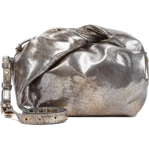 Metallic Grey Twist Shoulder Bag , female, Sizes: ONE SIZE - Dries Van Noten - Modalova
