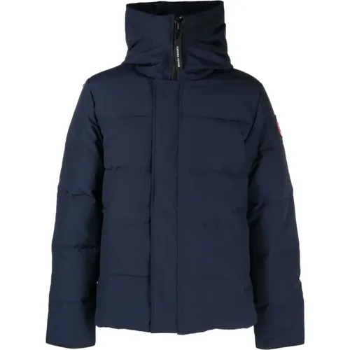 Blauer Daunengefüllter Kapuzenmantel - Canada Goose - Modalova