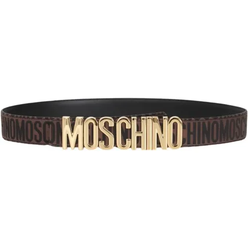 Brauner Logo Gürtel für Männer und Frauen - Moschino - Modalova