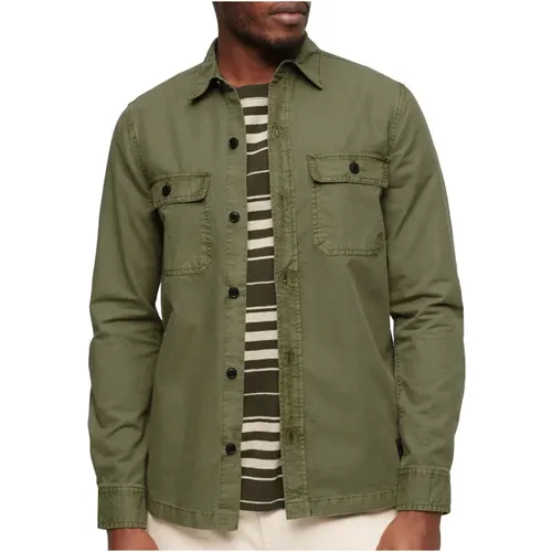 Militär Overshirt Grüne Hemden , Herren, Größe: L - Superdry - Modalova