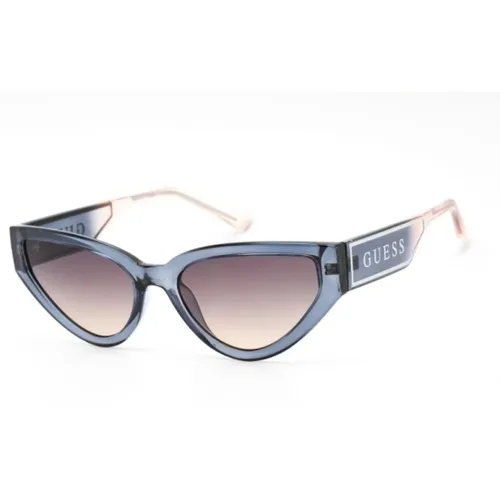 Blaue Plastiksonnenbrille für Frauen , Damen, Größe: 53 MM - Guess - Modalova