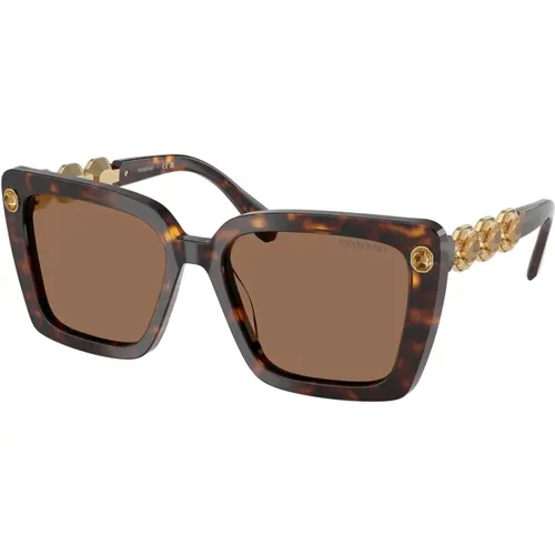 Stilvolle Sonnenbrille Sk6032 in Schwarz , Damen, Größe: 55 MM - Swarovski - Modalova