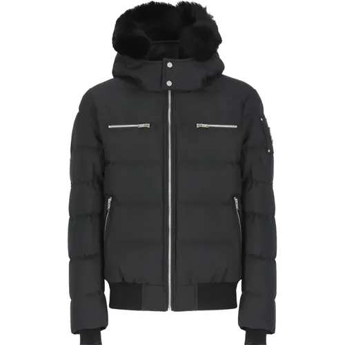 Schwarze gesteppte Daunenjacke mit abnehmbarer Kapuze - Moose Knuckles - Modalova