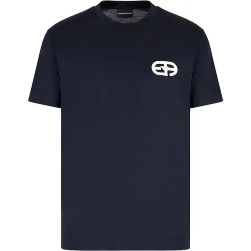 Kurzarm Logo Besticktes T-Shirt , Herren, Größe: 3XL - Emporio Armani - Modalova