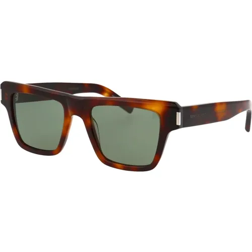 Stylische Sonnenbrille SL 469,Gewagte rechteckige Sonnenbrille mit Metalleckendetails - Saint Laurent - Modalova