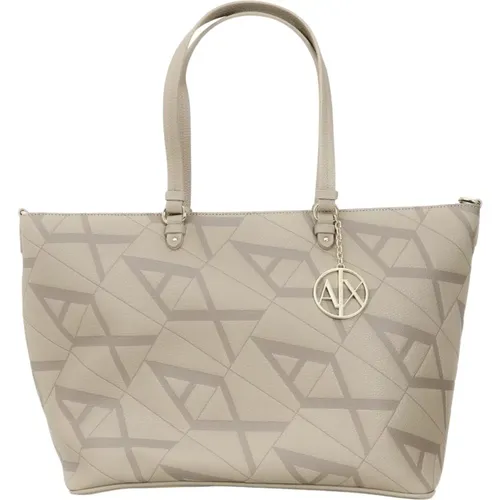 Beige Shopper Tasche mit Metall Details - Armani Exchange - Modalova