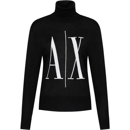 Schwarzer Wollpullover , Damen, Größe: L - Armani Exchange - Modalova