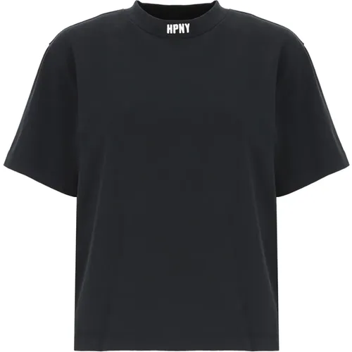 Schwarzes Baumwoll-T-Shirt mit Besticktem Logo , Damen, Größe: S - Heron Preston - Modalova