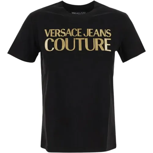 Logo Baumwoll T-Shirt , Damen, Größe: M - Versace Jeans Couture - Modalova