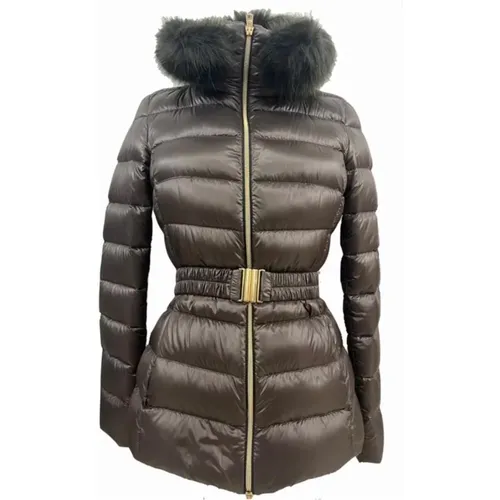 Slim Fit Belted Down Jacket , female, Sizes: L - Herno - Modalova