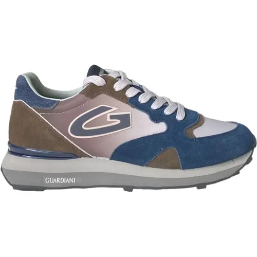 Wildleder und Nylon Sneaker Grau Grün Blau Herren - Alberto Guardiani - Modalova