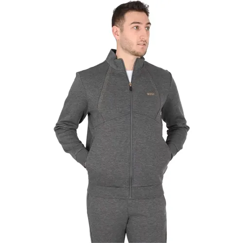 Grey Cotton Blend Sweatshirt , male, Sizes: M - Hugo Boss - Modalova
