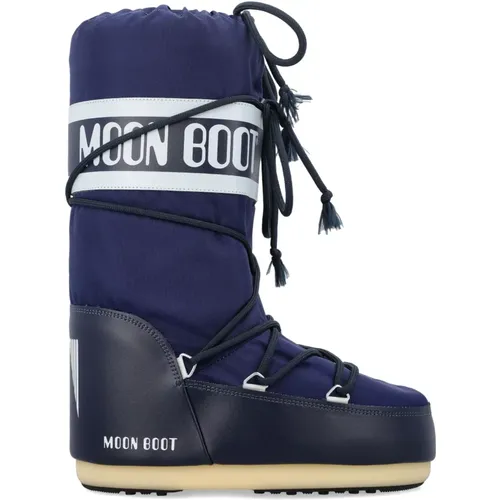 Blaue Geschlossene Icon High Nylonstiefel , Damen, Größe: 35 EU - moon boot - Modalova