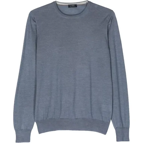 Luxury Wool Silk Crew-Neck Sweater , male, Sizes: M, XL, 3XL, L - Barba - Modalova