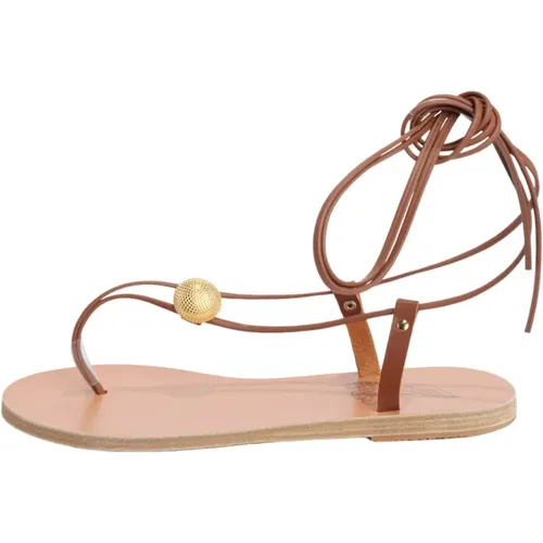 Red Leather Ankle-Tied Sandal , female, Sizes: 5 UK, 4 UK, 8 UK - Ancient Greek Sandals - Modalova