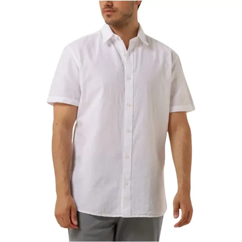 Klassisches Leinenhemd für Herren,Klassisches Leinen Gestreiftes Hemd Blau/Weiß - Selected Homme - Modalova