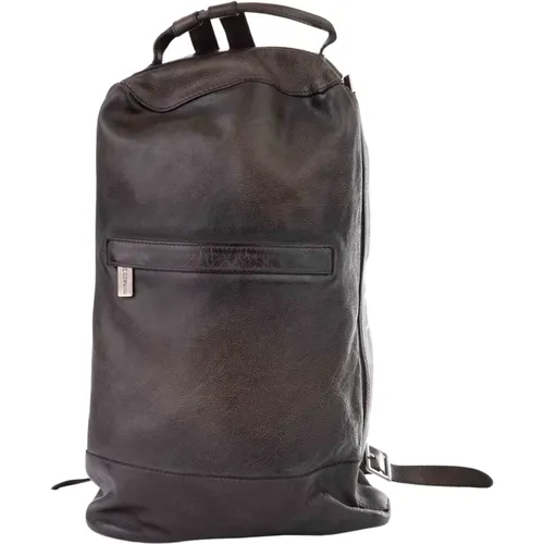Handmade Buffalo Leather Vertical Backpack , male, Sizes: ONE SIZE - Numero 10 - Modalova