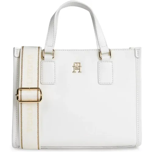 Weiße Handtasche mit Schultergurt , Damen, Größe: ONE Size - Tommy Hilfiger - Modalova