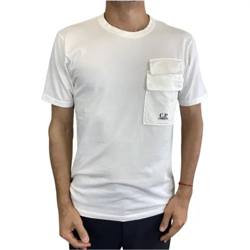 Weißes Poloshirt mit kurzen Ärmeln , Herren, Größe: L - C.P. Company - Modalova