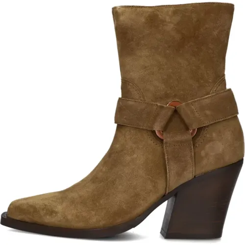 Camel Wildleder Cowboy Stiefeletten , Damen, Größe: 38 EU - Via Vai - Modalova