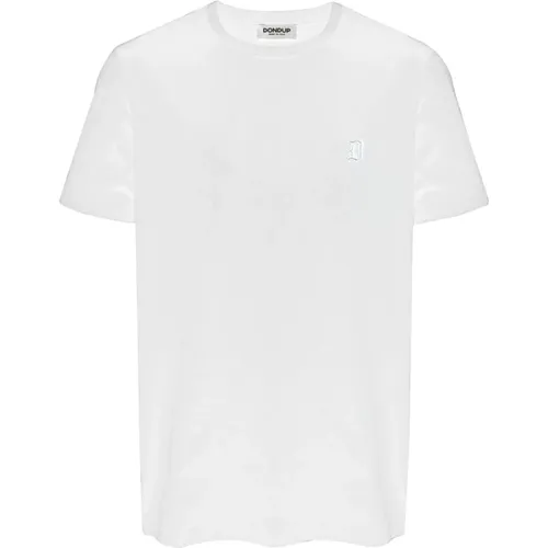 Weißes T-Shirt mit gesticktem Logo - Dondup - Modalova