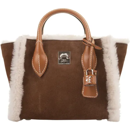 Braune Shearling Mini Maggie Tasche - Ermanno Scervino - Modalova