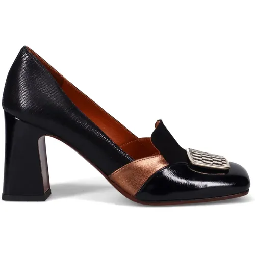 Schwarze flache Schuhe mit geometrischem Druck , Damen, Größe: 37 1/2 EU - Chie Mihara - Modalova