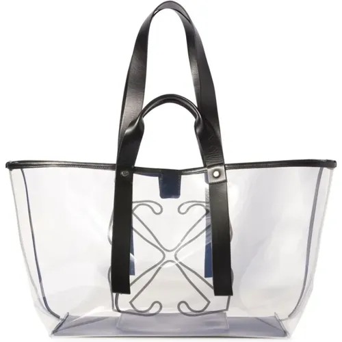 Off , Transparent PVC Tote Bag with Black Logo , female, Sizes: ONE SIZE - Off White - Modalova