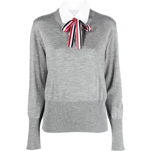 Striped Necktie Pullover Combo Shirt , female, Sizes: 2XS - Thom Browne - Modalova