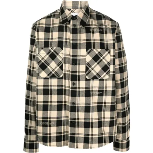 Check Flannel Shirt , male, Sizes: S, L, M - Off White - Modalova