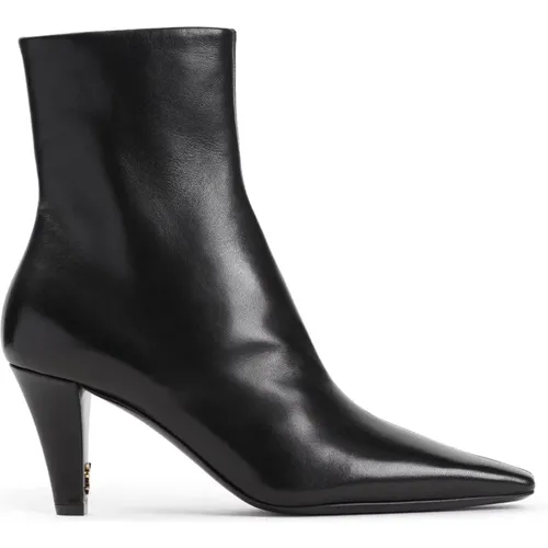 Schwarze Leder Stiefeletten Eleganter Stil - Saint Laurent - Modalova