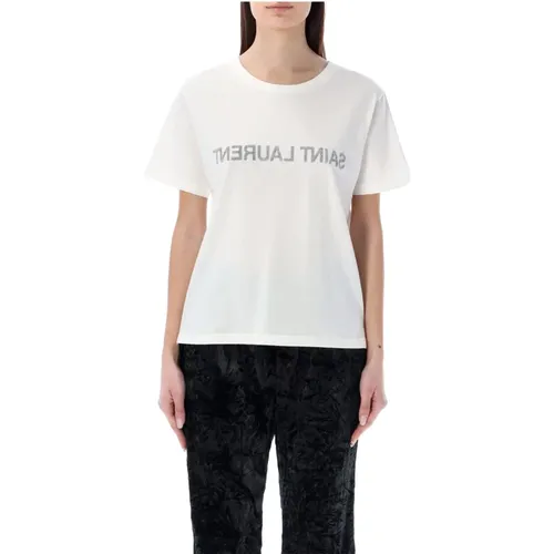 Reverse Logo T-Shirt , female, Sizes: L, XS, S, M - Saint Laurent - Modalova