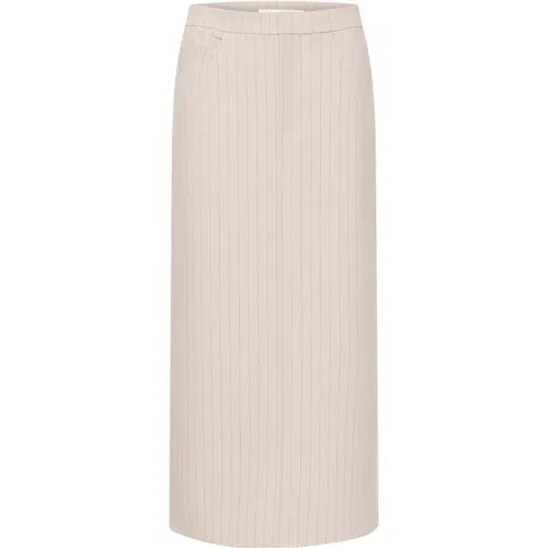 Pinstripe High Waist Skirt Sand , female, Sizes: M, S, XL, XS, 2XS, L, 2XL - Gestuz - Modalova