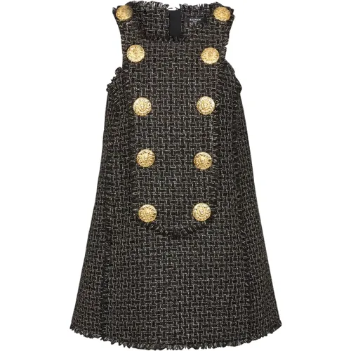 Ärmelloses Lurex-Tweed-Kleid mit Knöpfen - Balmain - Modalova