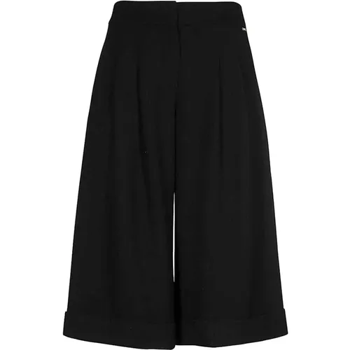 Schwarze Hose mit hoher Taille und Falten , Damen, Größe: 3XS - Armani Exchange - Modalova