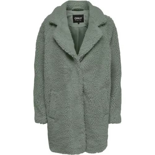 Grüner Mantel mit Automatischen Knöpfen und Reverskragen , Damen, Größe: XL - Only - Modalova